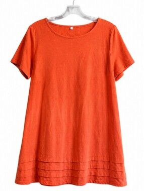 Women’s Burnt Orange 100% Cotton Shift Dress Size XL Sleeveless Casual